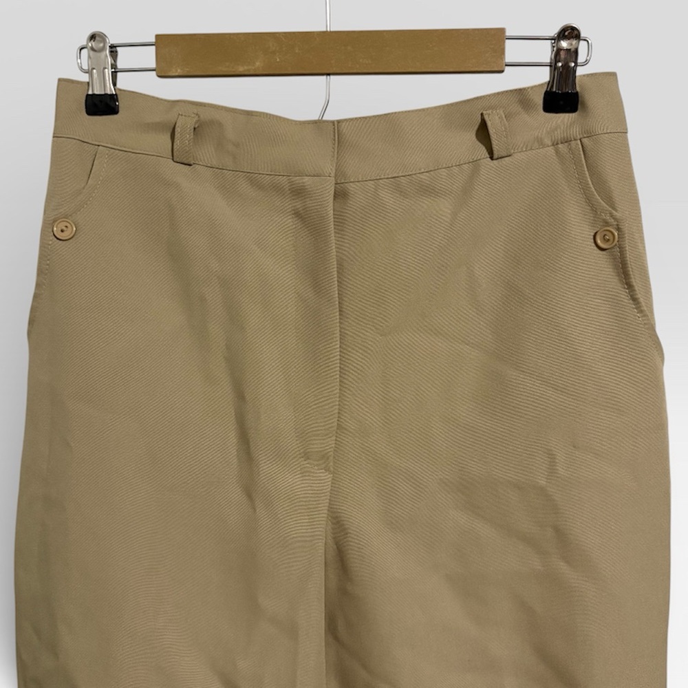 Elegant Women's High Waisted Tan Trousers